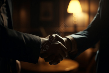 企业客户合作握手的商务人士背景