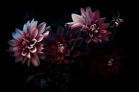 黑花朵素材黑暗中的大丽花背景