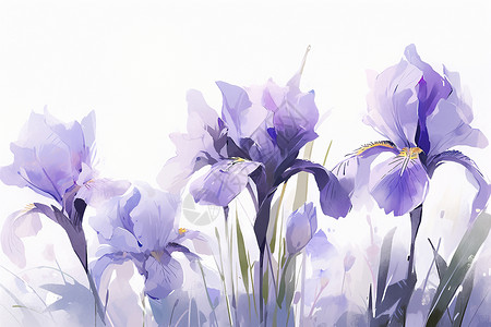 鸢尾花美丽的紫色花朵插画
