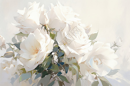白玫瑰素材白玫瑰之梦插画