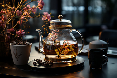 茶与鲜花素材茶与鲜花背景