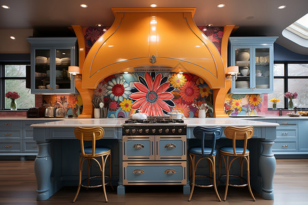 厨房的活力色彩背景图片