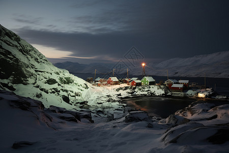 冬天的偏远山庄背景图片
