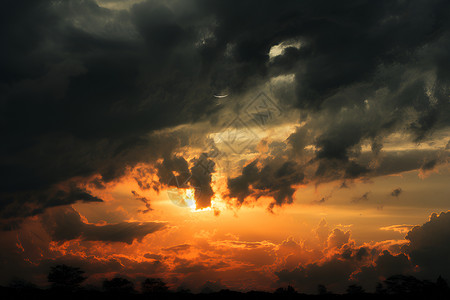 乌云雨暮色夕阳美景背景