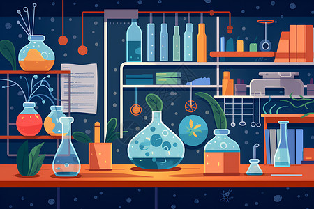 五彩缤纷的化学实验室背景图片