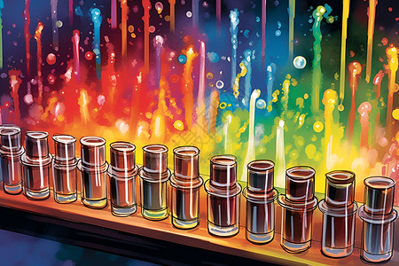 化学实验试管里斑斓色彩背景图片