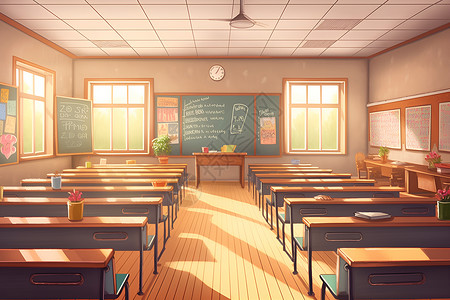 教室桌椅教室里的桌椅插画