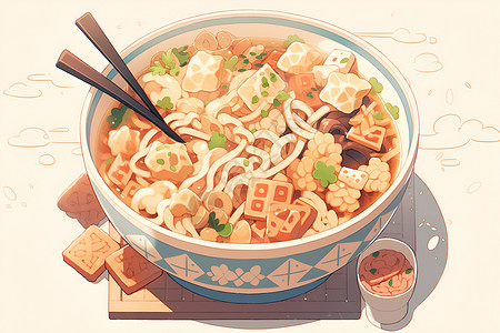 日式餐饮餐桌上的日式拉面插图插画