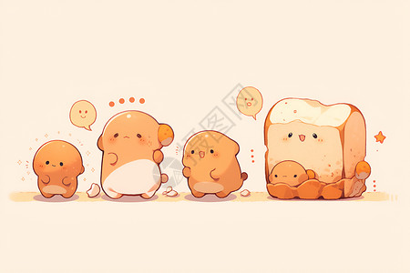创意面包小巧可爱的面包插图插画