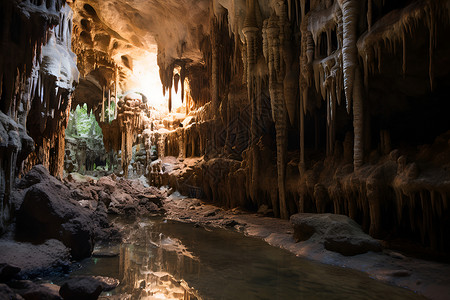 壮观的峡谷溶洞景观高清图片