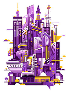 紫色的建筑城市背景图片