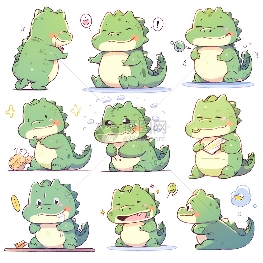 可爱的小鳄鱼创意插图图片