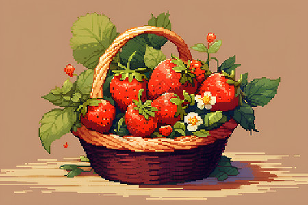 卡通草莓插图新鲜采摘的草莓插图插画