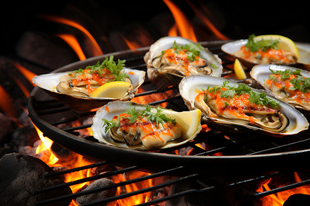 海蛎子炭烤海鲜盛宴背景