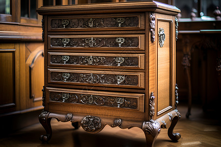 木质橱柜古董木梳妆台背景