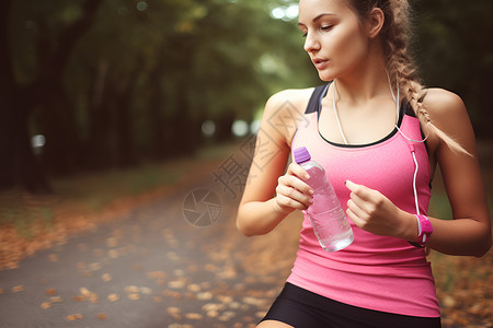 户外跑步运动的年轻女子背景图片