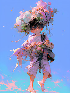 男孩头上的花环背景图片