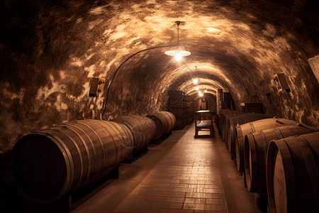 庄园酿酒的地下酒窖背景图片