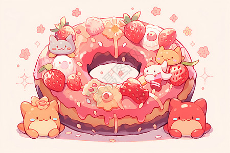 迷你可爱的卡通甜甜圈背景图片