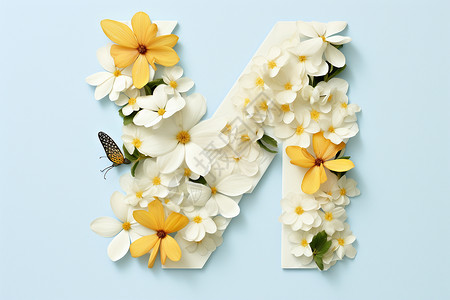 精美手工的花卉字母高清图片
