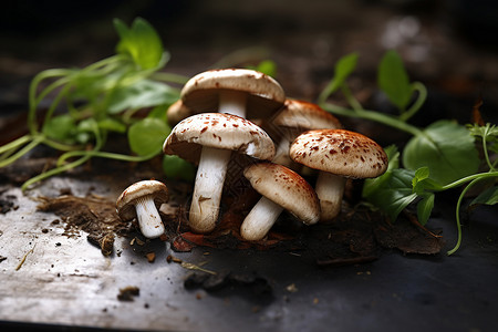 原生态采摘的蘑菇背景图片