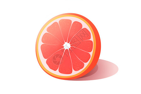 粉红葡萄柚柚子切片插画