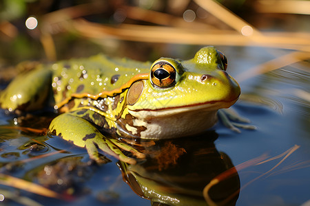 欢快的绿色青蛙背景图片