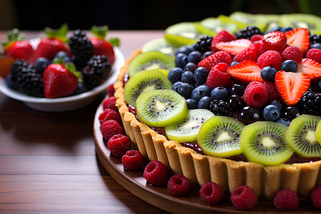新鲜美味的水果蛋糕背景图片