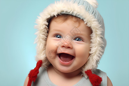 戴帽子的男孩宝宝戴帽子微笑背景