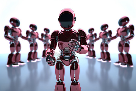 人工智能产品红机器人阵列背景
