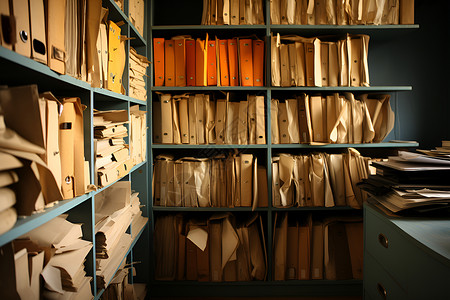历史文件档案室中的文件背景