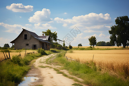 田园风光的小屋背景图片