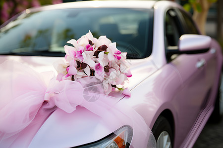 婚礼上一辆花车背景图片