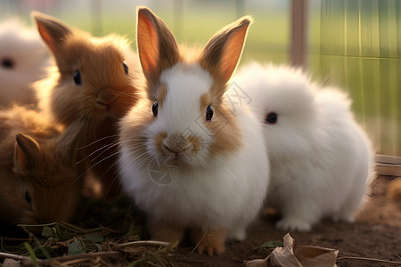 一群可爱兔子一群可爱的小兔子在草地上背景