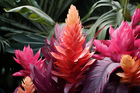 热带花园的绚丽色彩背景图片