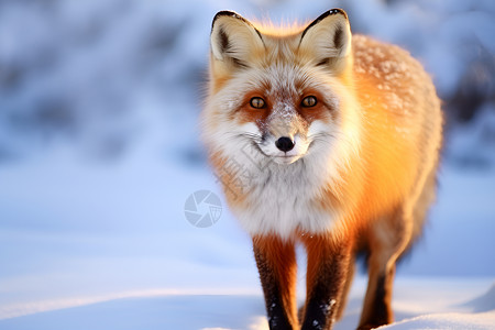 狐狸梗寒冬中的红狐背景