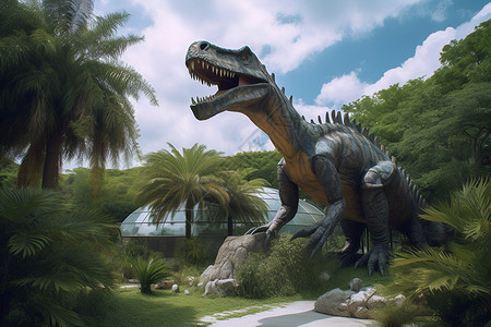 侏罗纪时代恐龙时代的雕塑背景