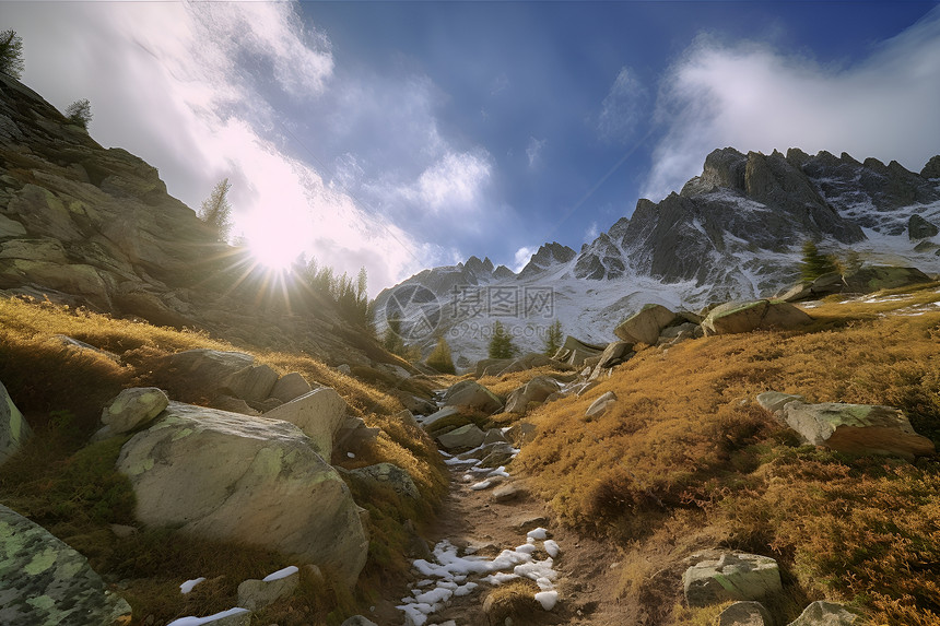 冬季山峰的晨曦图片