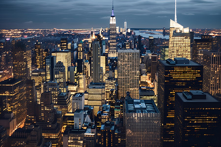 纽约夜景高楼林立高清图片