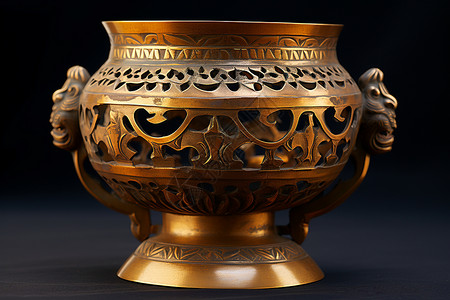 青铜纹饰金色花瓶背景