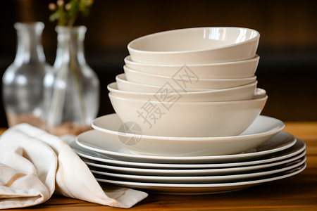 瓷器碗简洁雅致的餐桌背景