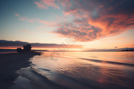 海滩日落美景背景图片