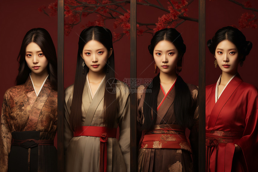传统服装下的亚洲美女图片