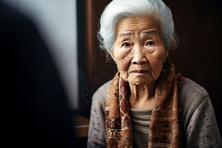 在了表情老年妇女在医院背景