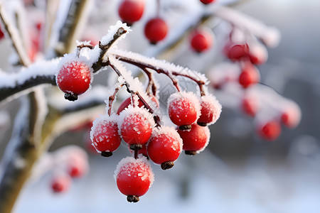 雪红果雪中红果背景