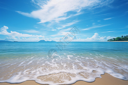 蓝天白云下的海洋背景图片