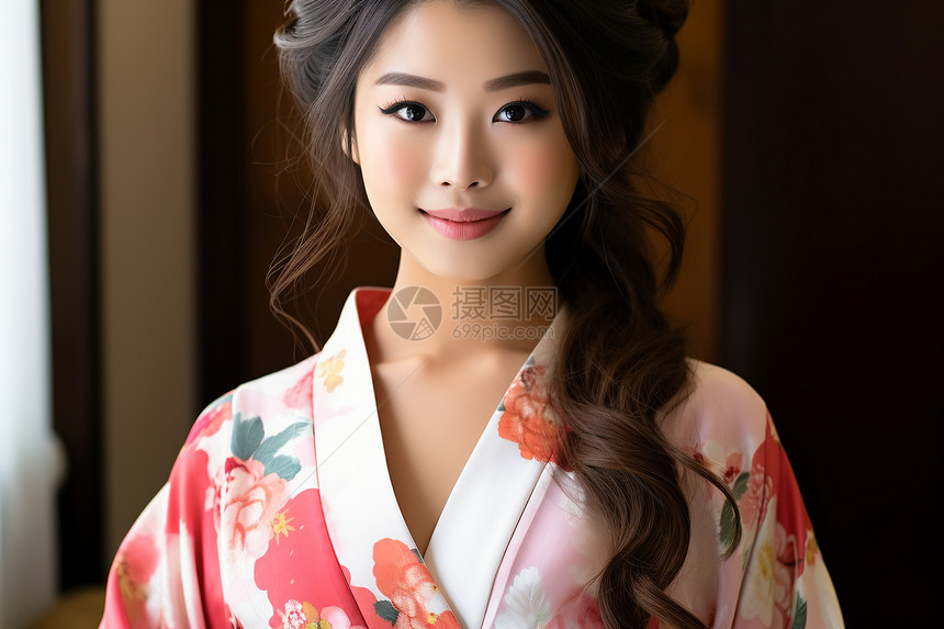 优雅笑容中的亚洲女子图片