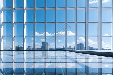 城市中的玻璃建筑背景图片