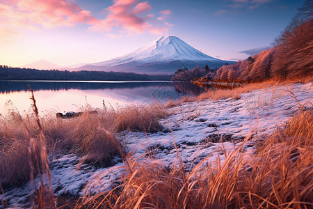 冬日富士山背景图片