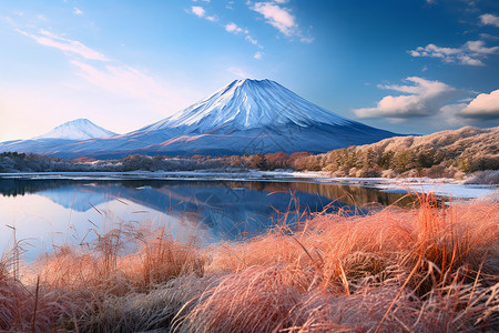 富士山雪景背景图片